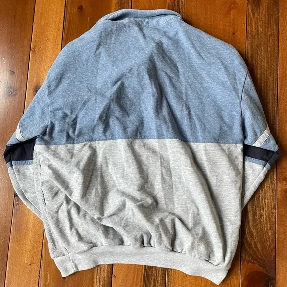Vintage Classics by Palmland Blue and Grey Rugby Polo Sweatshirt - Picture 4 of 4
